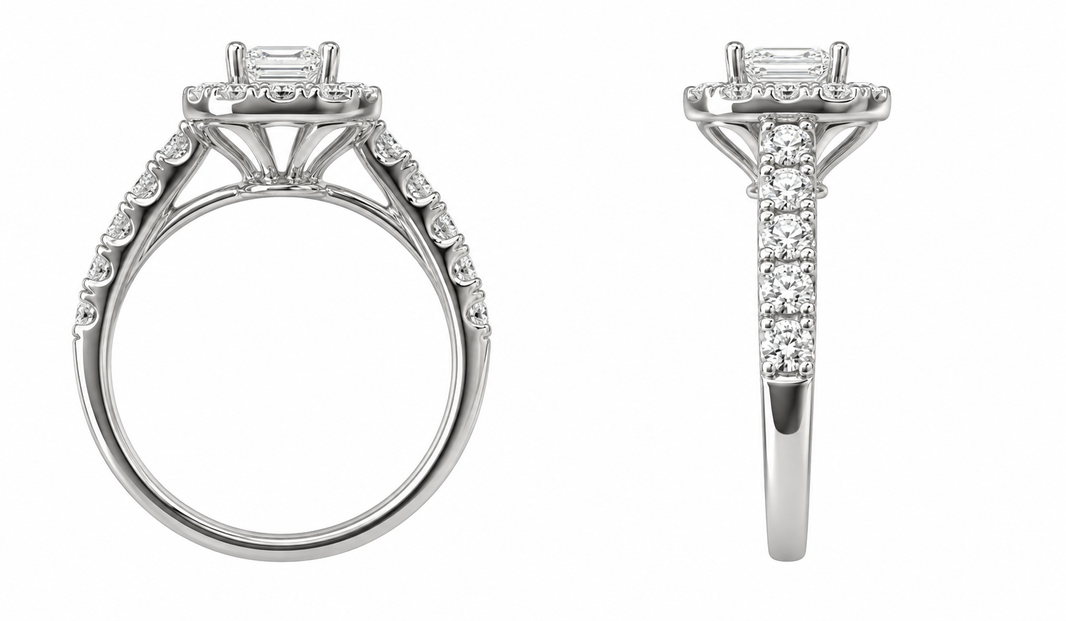 14K White Gold Women's Ring Emerald 2.00 ct Lab Grown Diamond