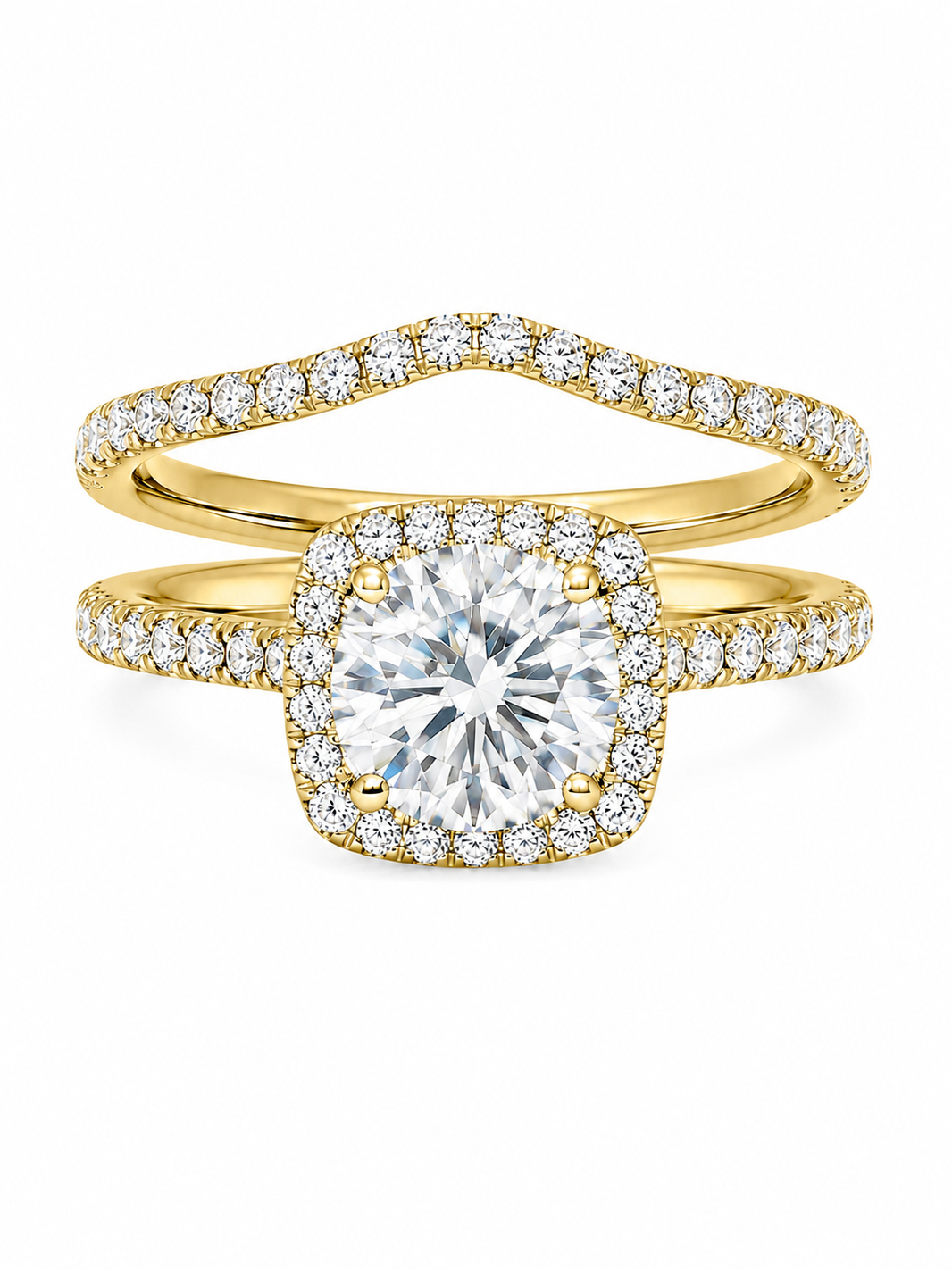 14K Yellow Gold Wedding Set Round 1.88 ct Lab Grown Diamond