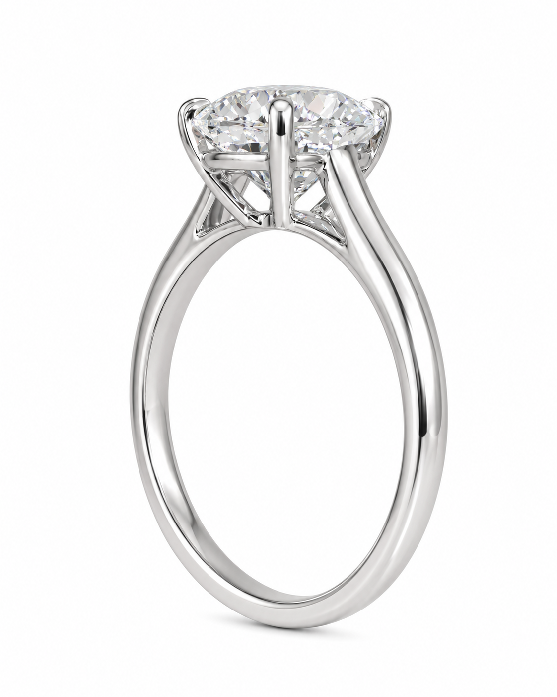14K White Gold Women's Ring Round 0.98 ct Lab Grown Diamond