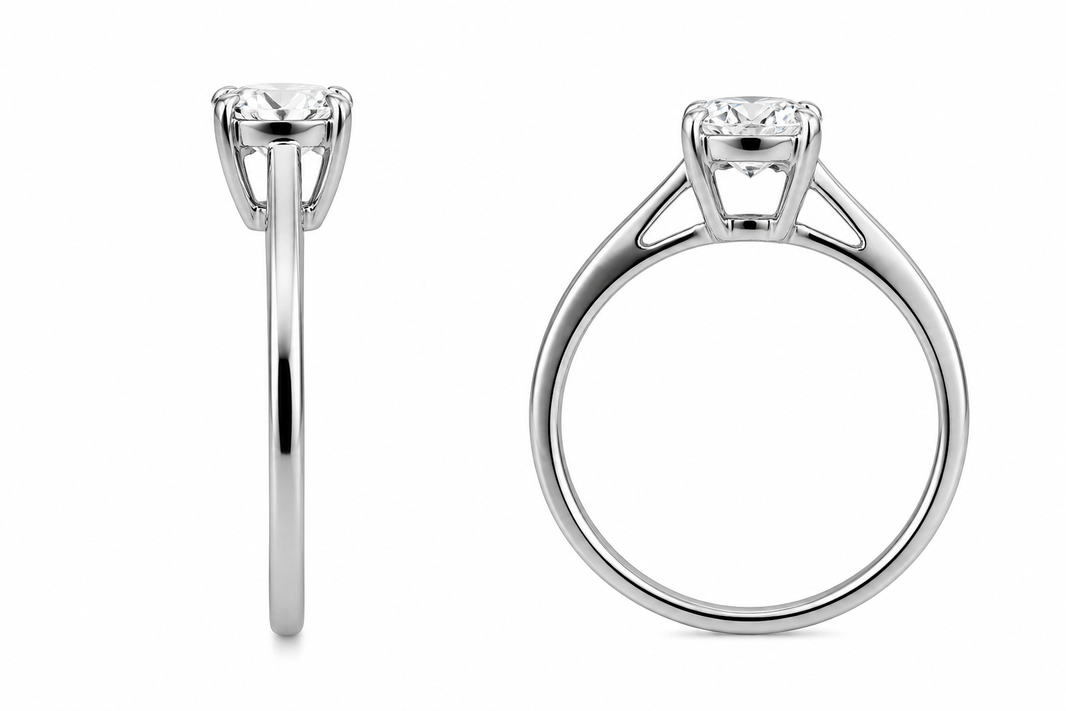 14K White Gold Women's Ring Oval Solitaire 1.04 ct Lab Grown Diamond