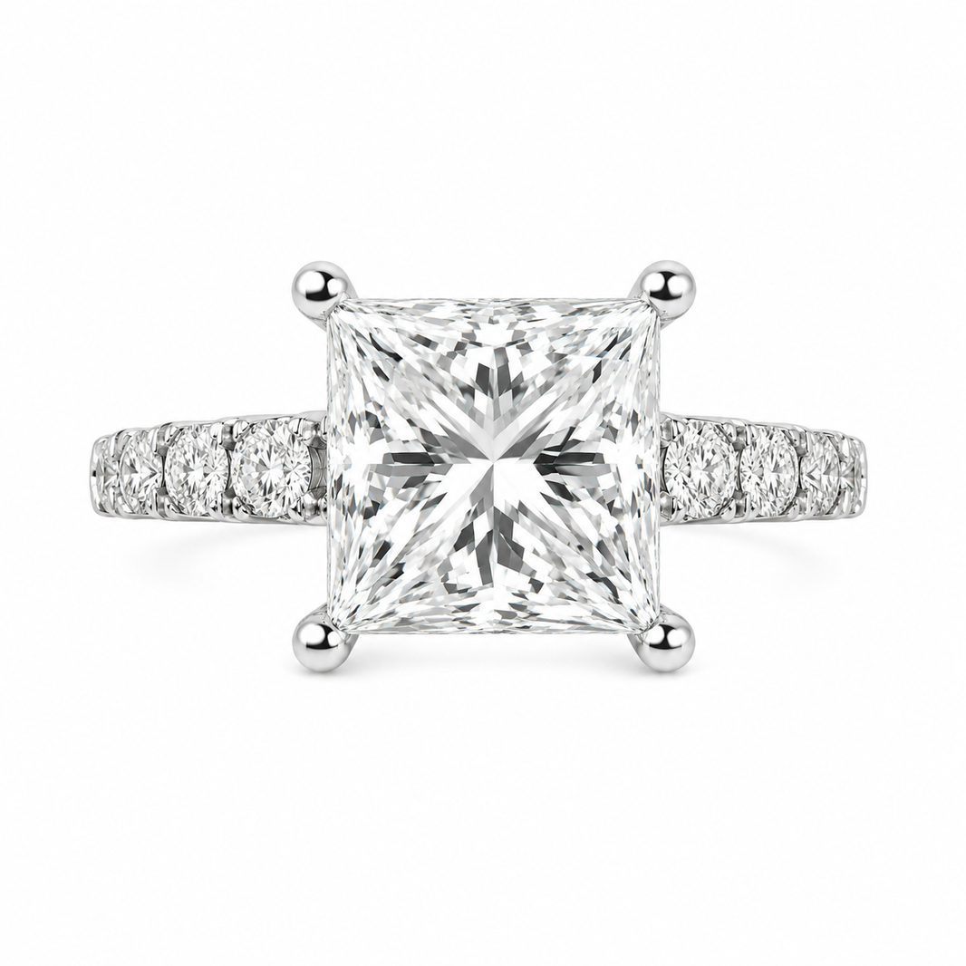 14K White Gold Women’s Ring Princess 3.78 ct Lab Grown Diamond