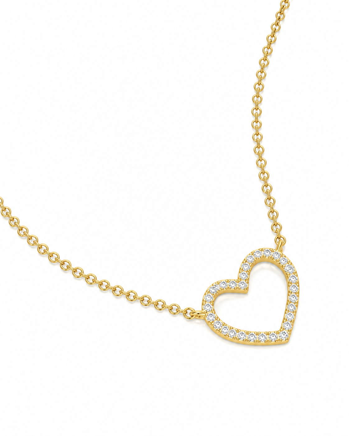 14K Yellow Gold Heart Charm/Chain Set 0.08 ct Natural Diamond