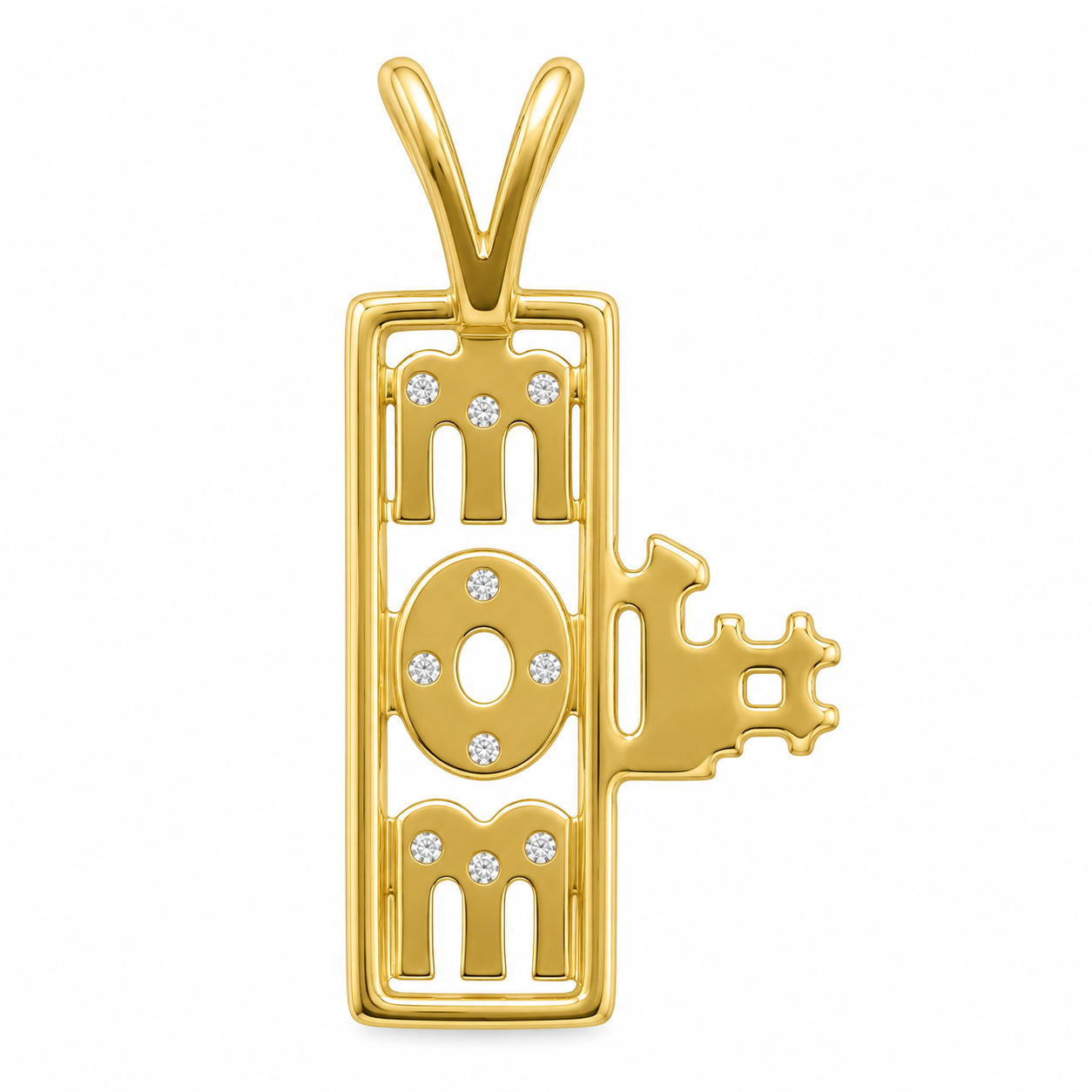 10K Yellow Gold #1 Mom Charm 0.05 ct Natural Diamond