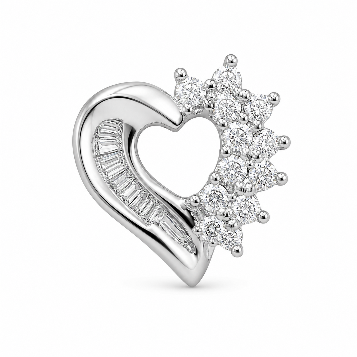 10K White Gold Heart Earrings 0.27 ct Natural Diamond