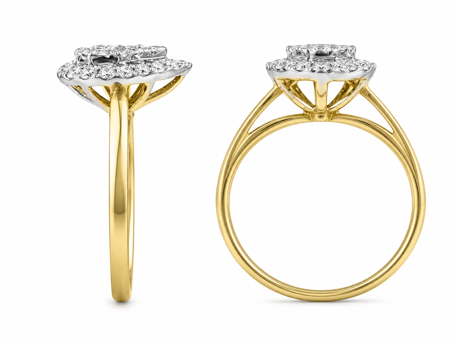 10K Yellow Gold Ring Pear 0.45 ct Natural Diamond