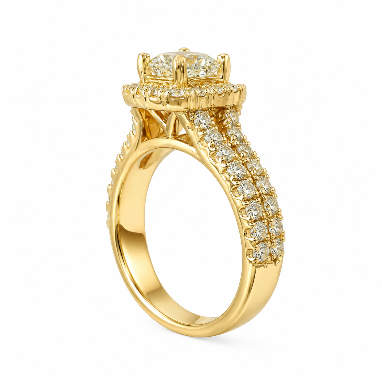 14K Yellow Gold Women's Ring Princess 1.50 ct Natural Diamond