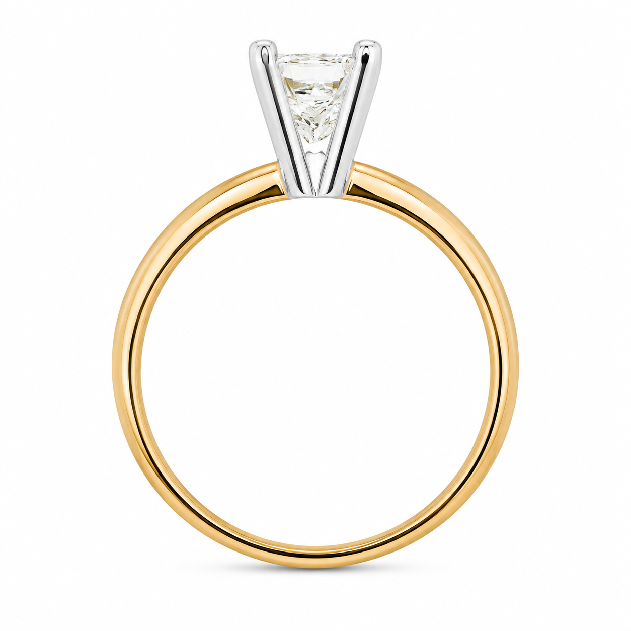 14K Yellow Gold Women's Ring Princess 0.91 ct Natural Diamond
