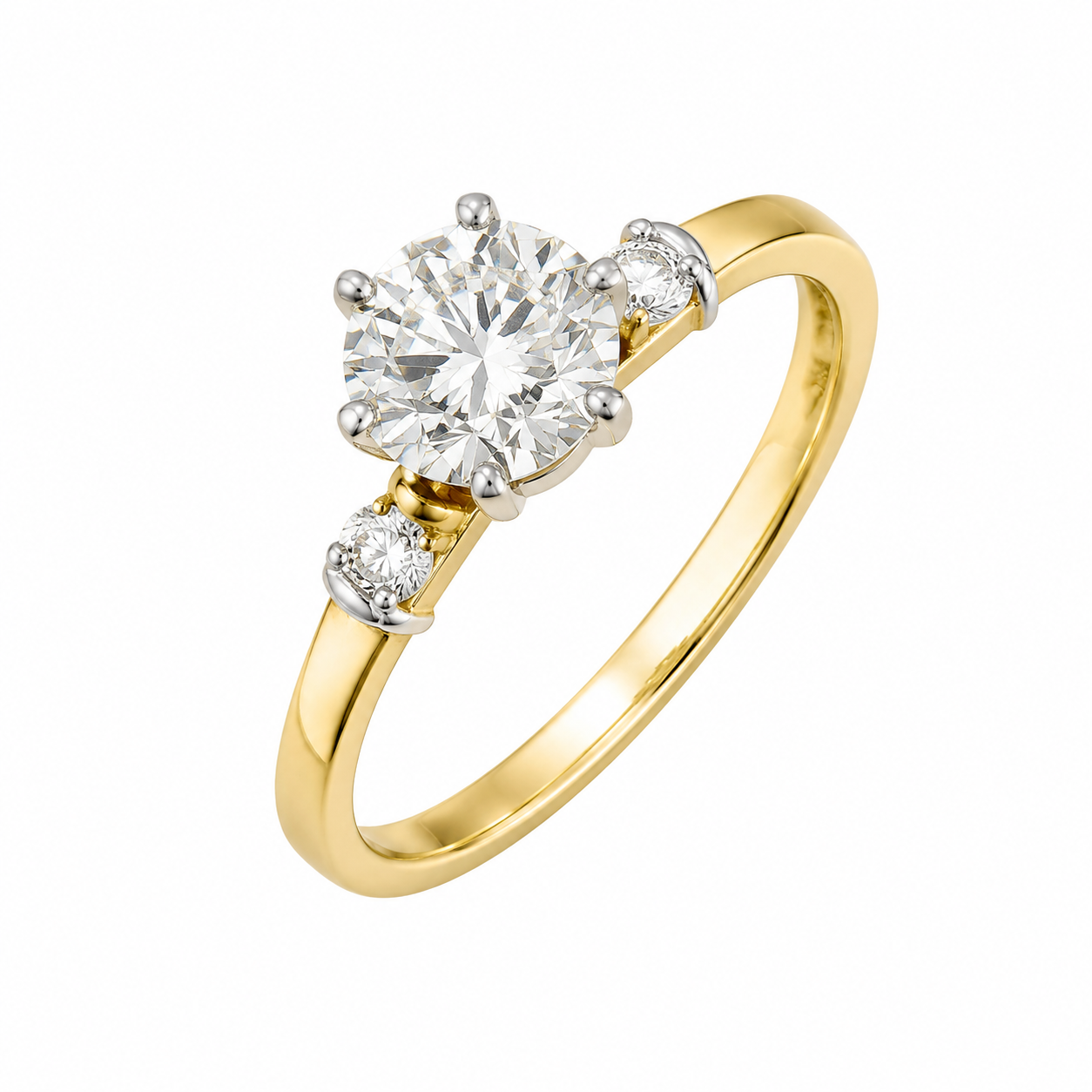 14K Yellow Gold Women’s Ring Round 1.08 ct Natural Diamond