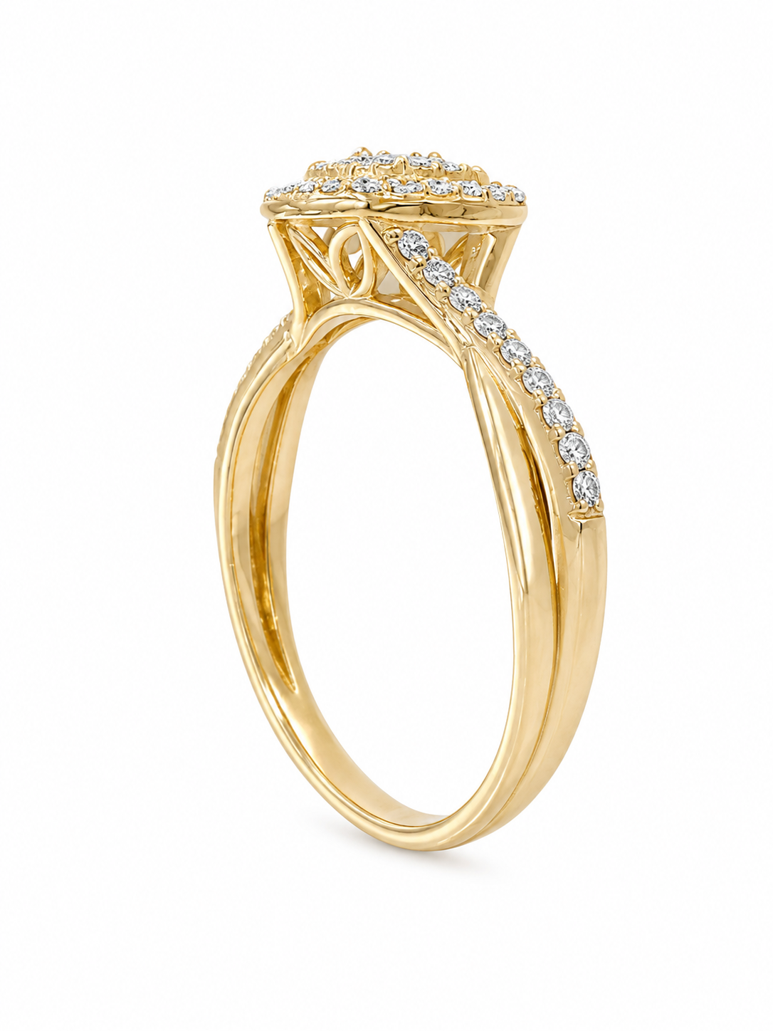 10K Yellow Gold Women's Ring Round 0.13 ct Natural Diamond