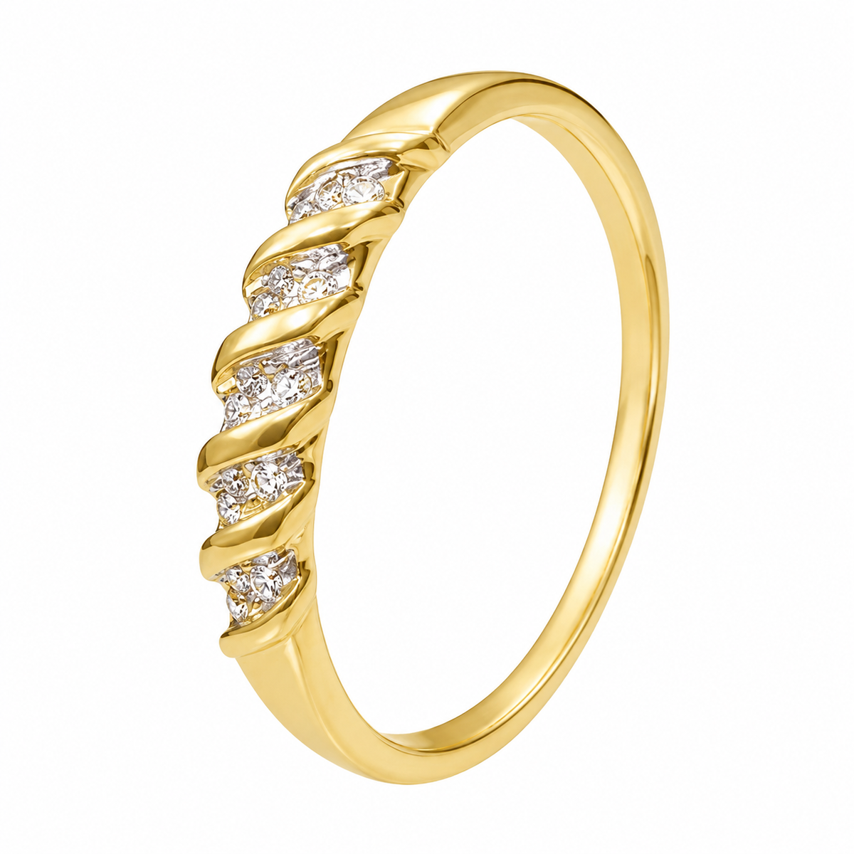 10K Yellow Gold Trio Wedding Set 0.10 ct Natural Diamond