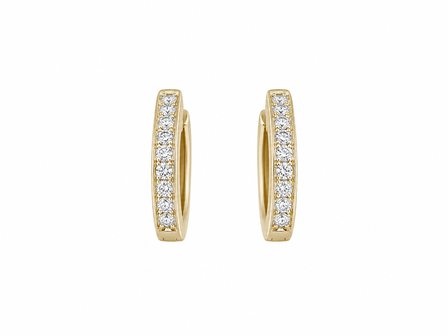10K Yellow Gold Hoop Earrings 0.21 ct Natural Diamond