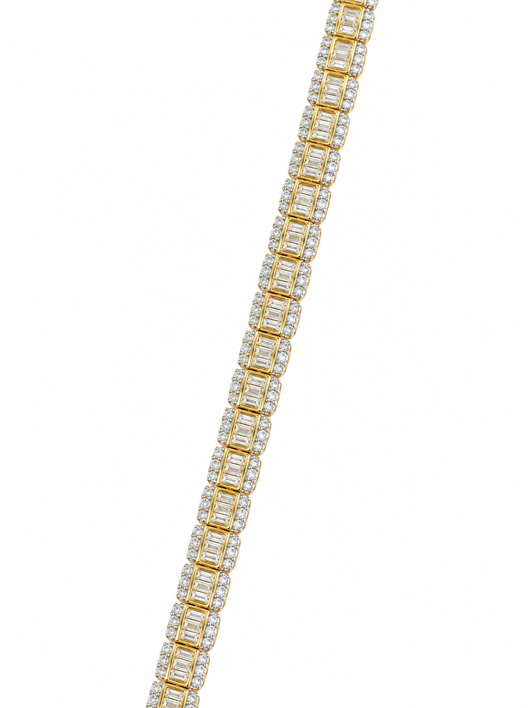 14K Yellow Gold Diamond Tennis Chain Baguette 5.00 ct Natural Diamond 18”