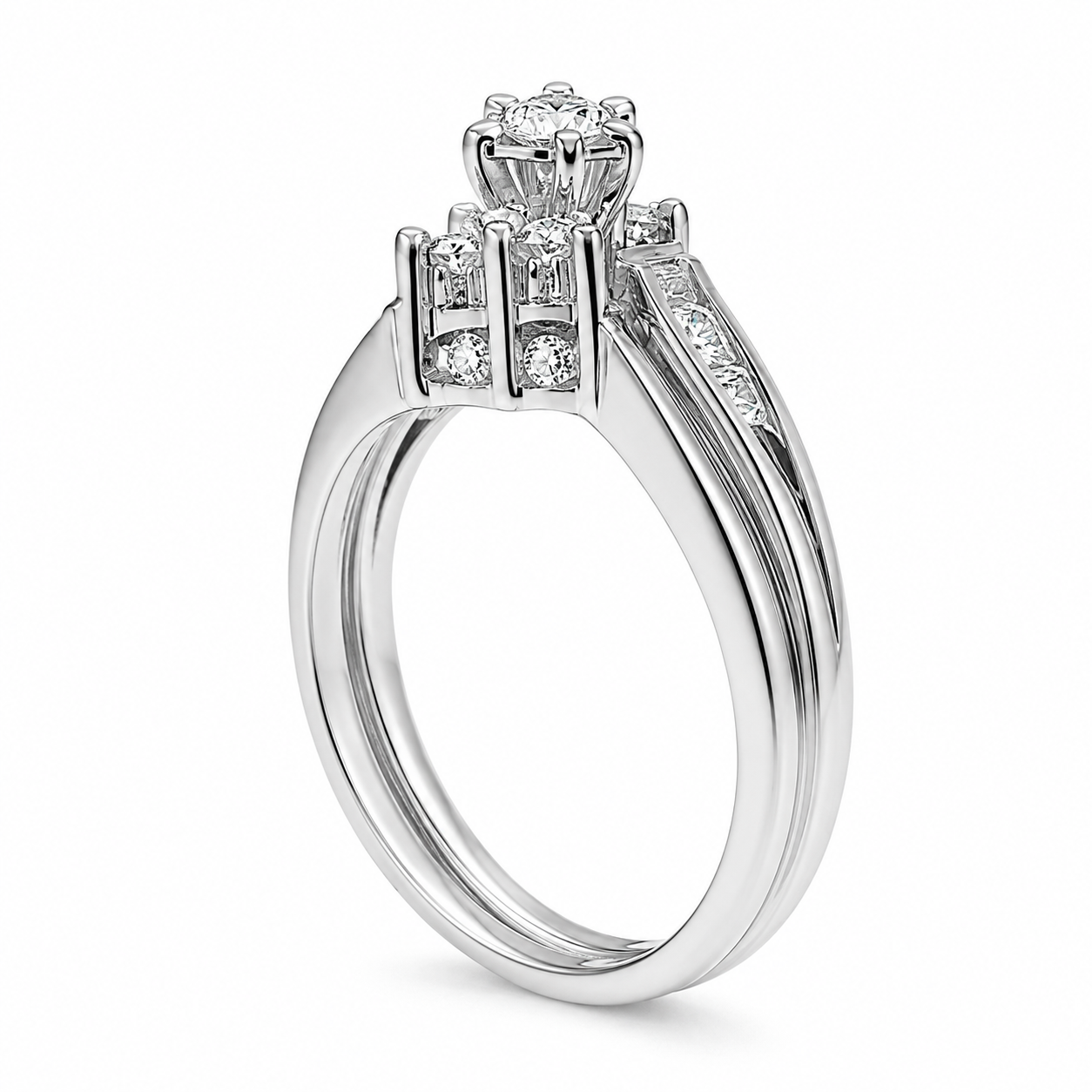 14K White Gold Women's Wedding Set 0.25 ct Natural Diamond
