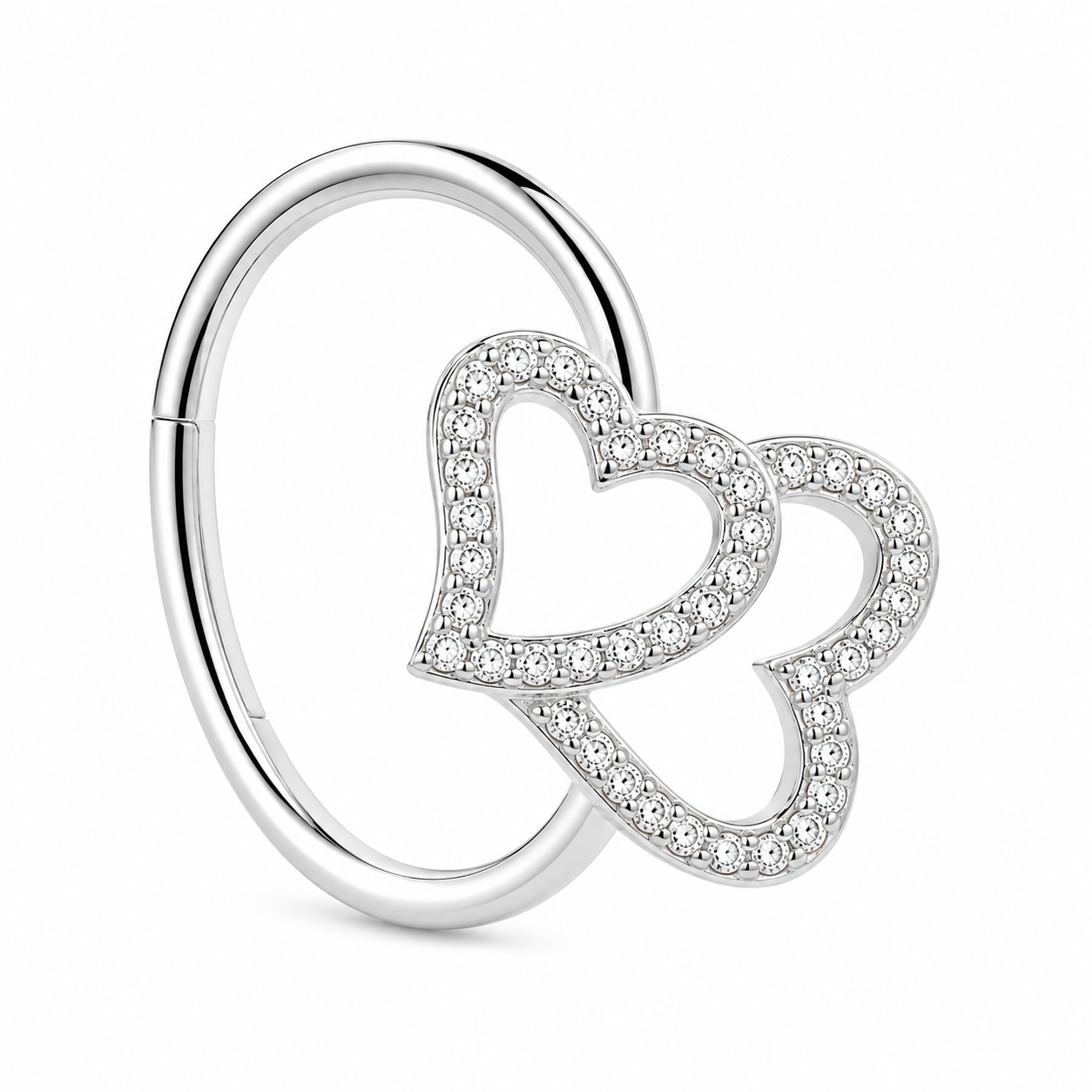 10K White Gold Women's Heart Ring 0.10 ct Natural Diamond