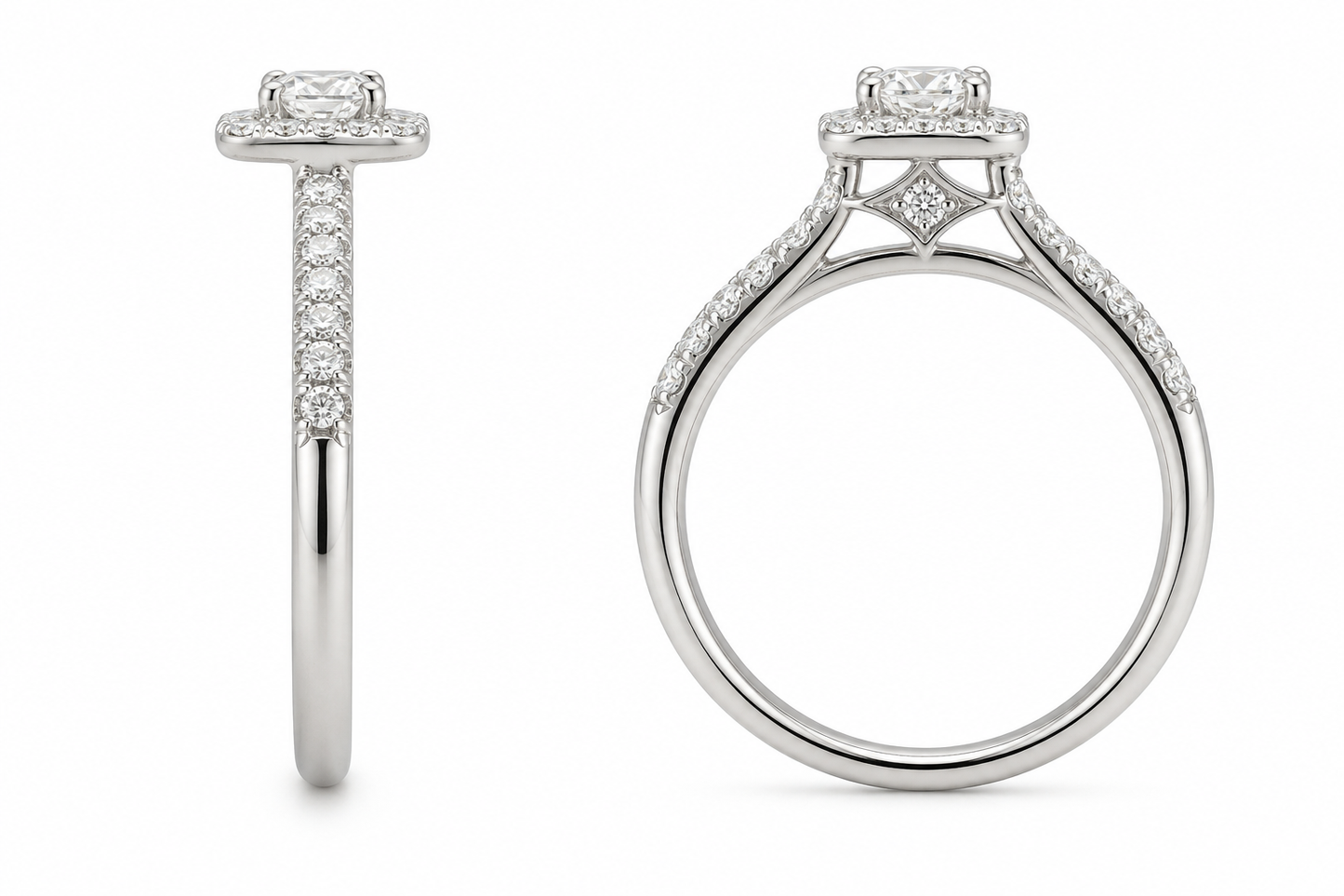 10K White Gold Women's Ring Round 0.50 ct Natural Diamond