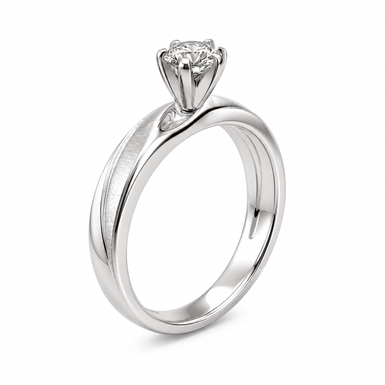 10K White Women’s Gold Ring Round 0.10 ct Natural Diamond