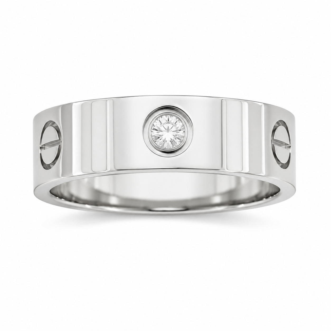 14K White Gold Women’s Nail/Bolt Ring 0.16 ct Natural Diamond