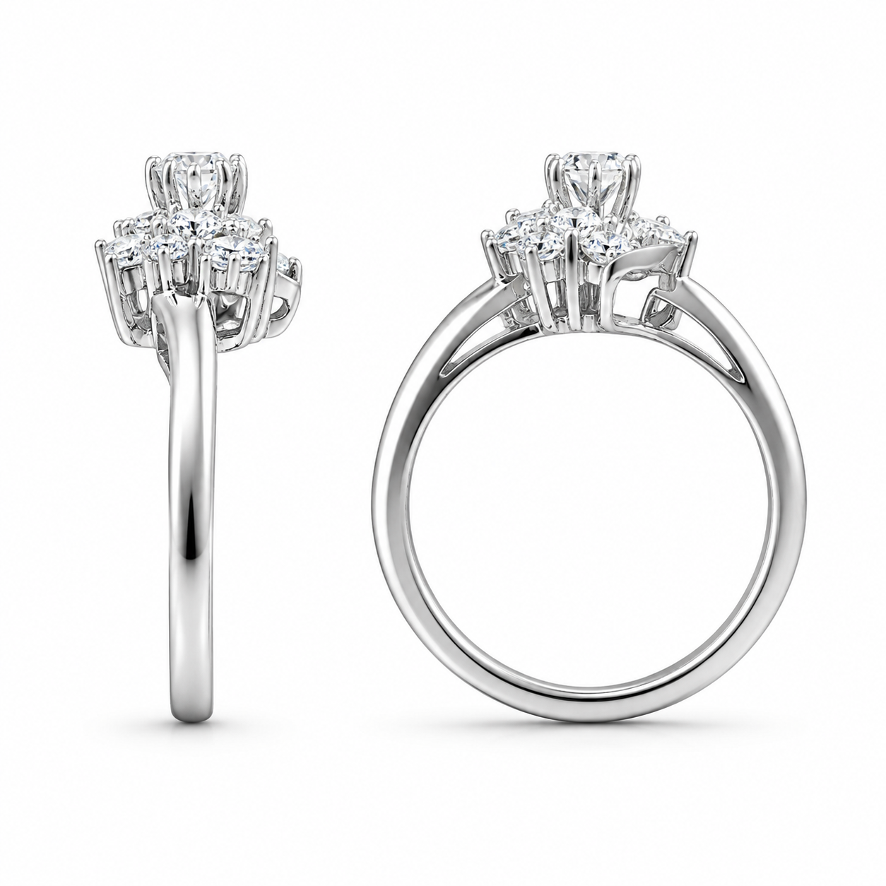 10K White Gold Women's Heart Ring 0.27 ct Natural Diamond