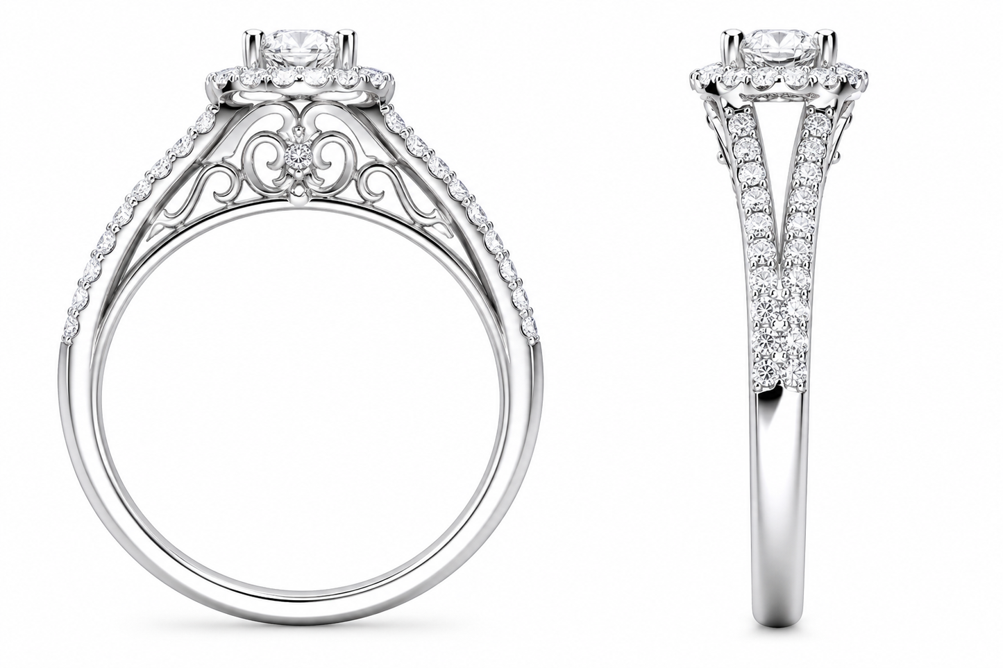 14K White Gold Women's Ring 0.39 ct Natural Diamond