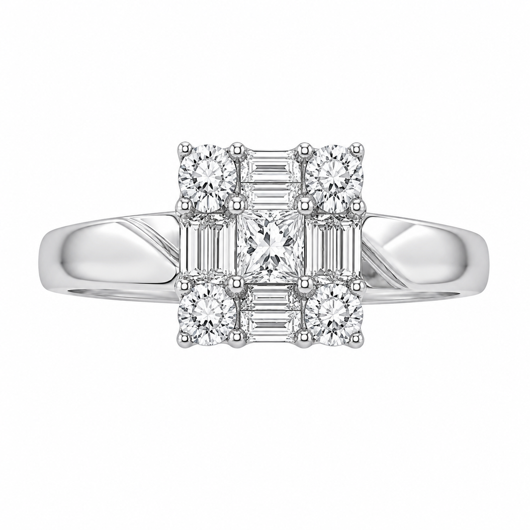10K White Gold Women's Ring Baguette 0.25 ct Natural Diamond