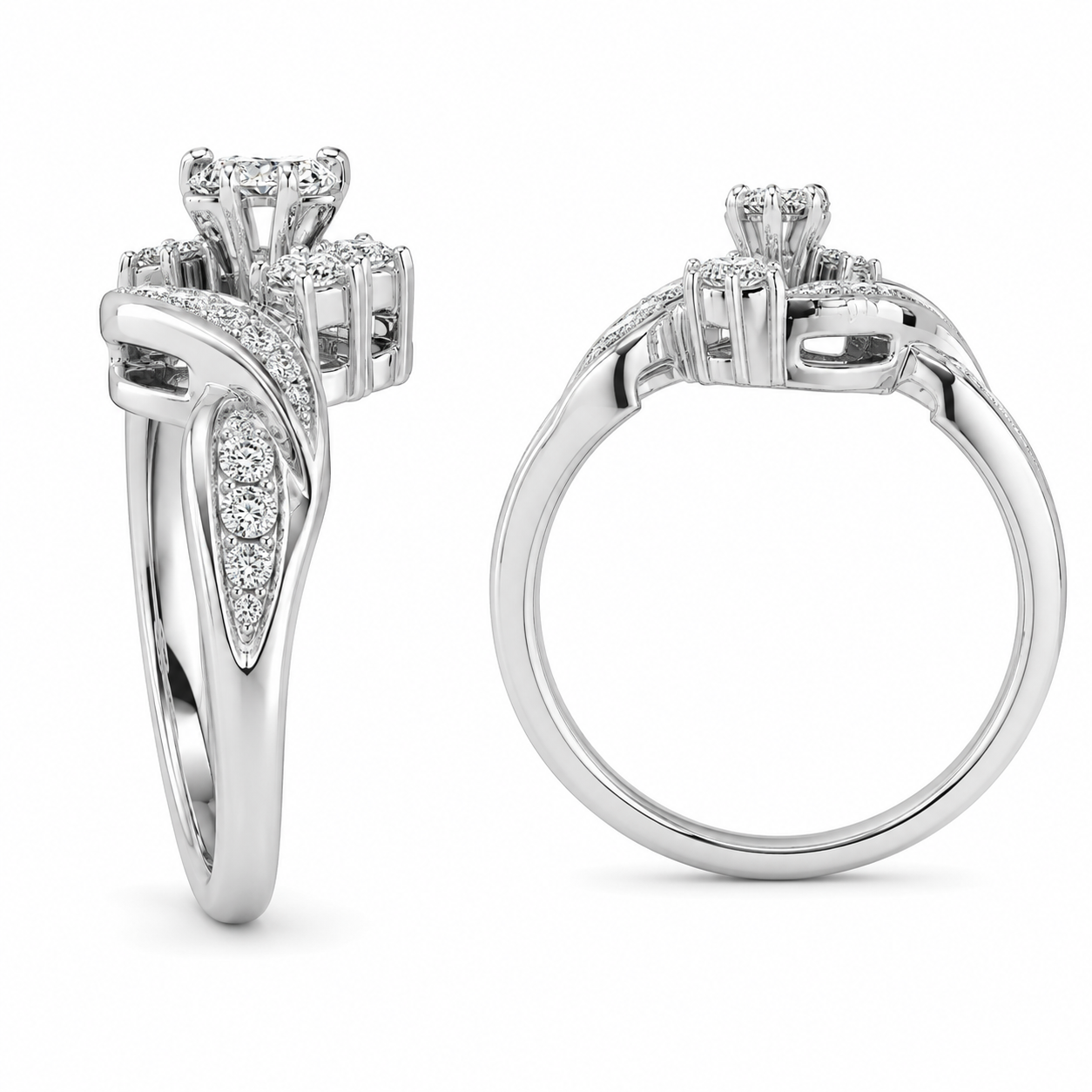 14K White Gold Women’s Ring Marquise 0.25 ct Natural Diamond