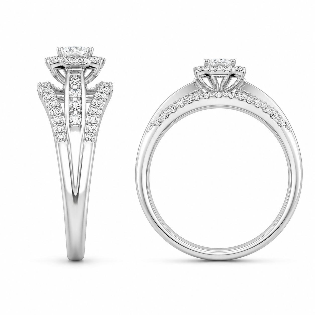 10K White Gold Women's Wedding Set 0.55 ct Natural Diamond
