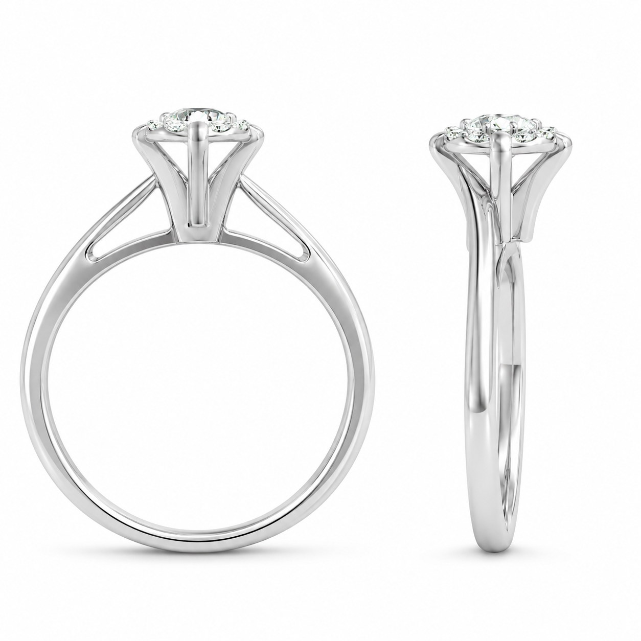 14K White Gold Women’s Ring 0.05 ct Natural Diamond
