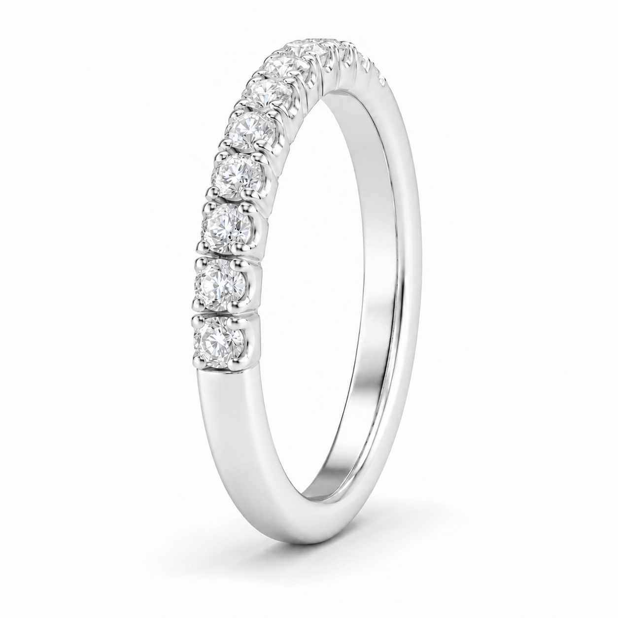14K White Gold Women's Band 0.59 ct Natural Diamond
