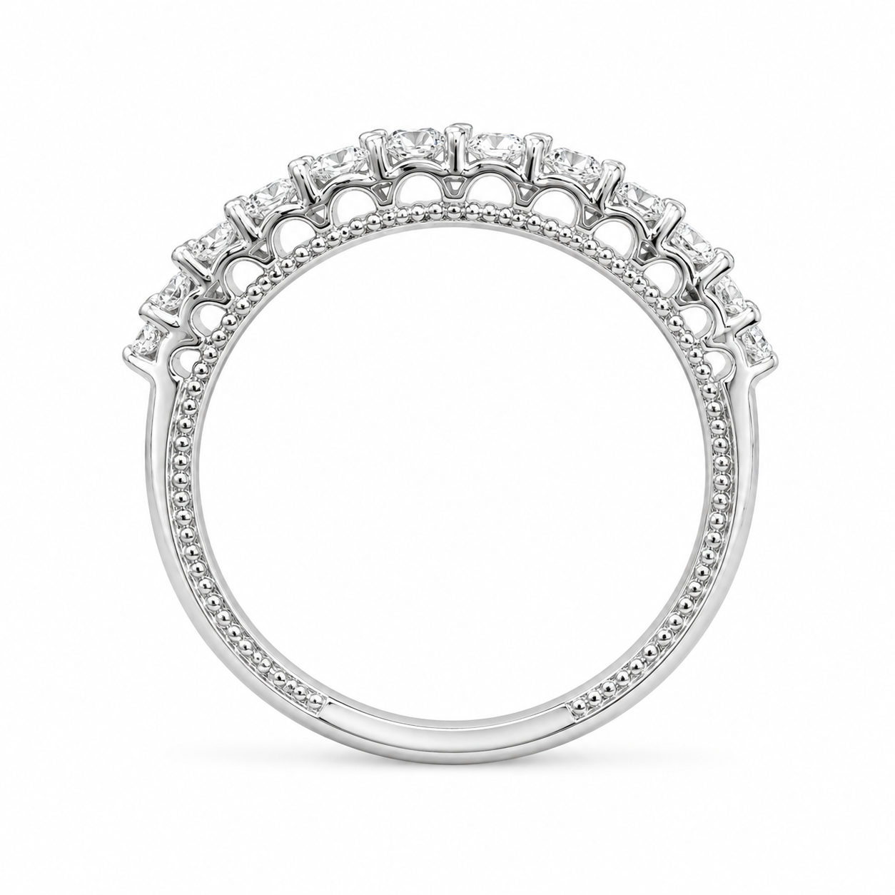 14K White Gold Women's Band 0.44 ct Natural Diamond