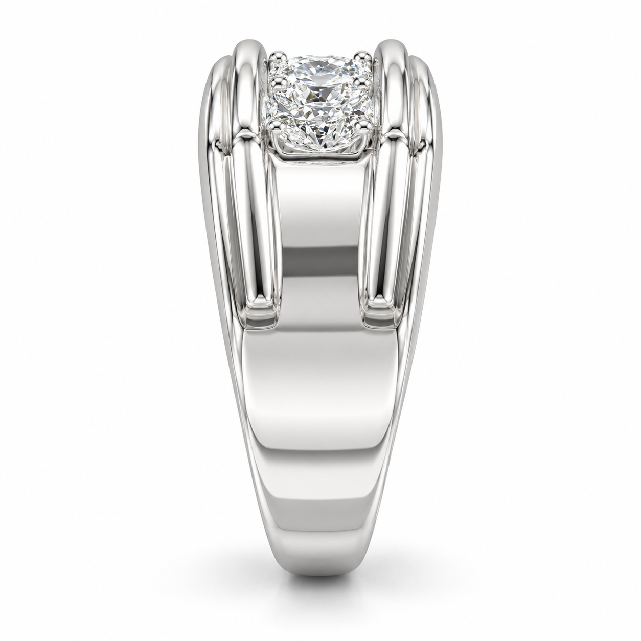 Sterling Silver Men's Ring 1.50 ct Lab Grown Diamond
