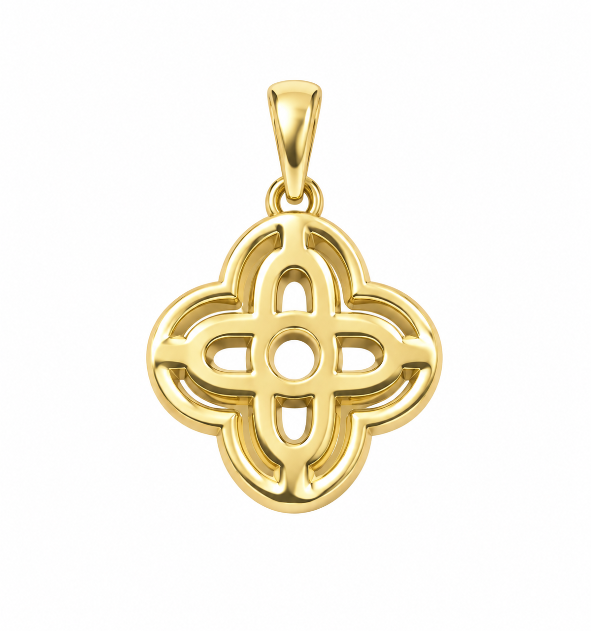 10K Yellow Gold Clover Charm 0.20 ct Natural Diamond