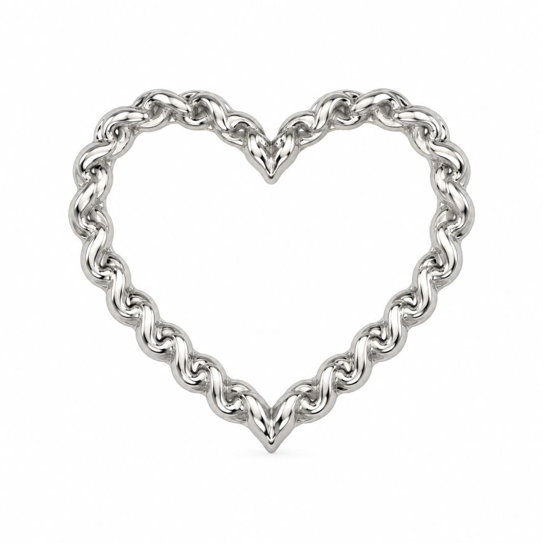14K White Gold Heart Charm Slider 1.00 ct Lab Grown Diamond