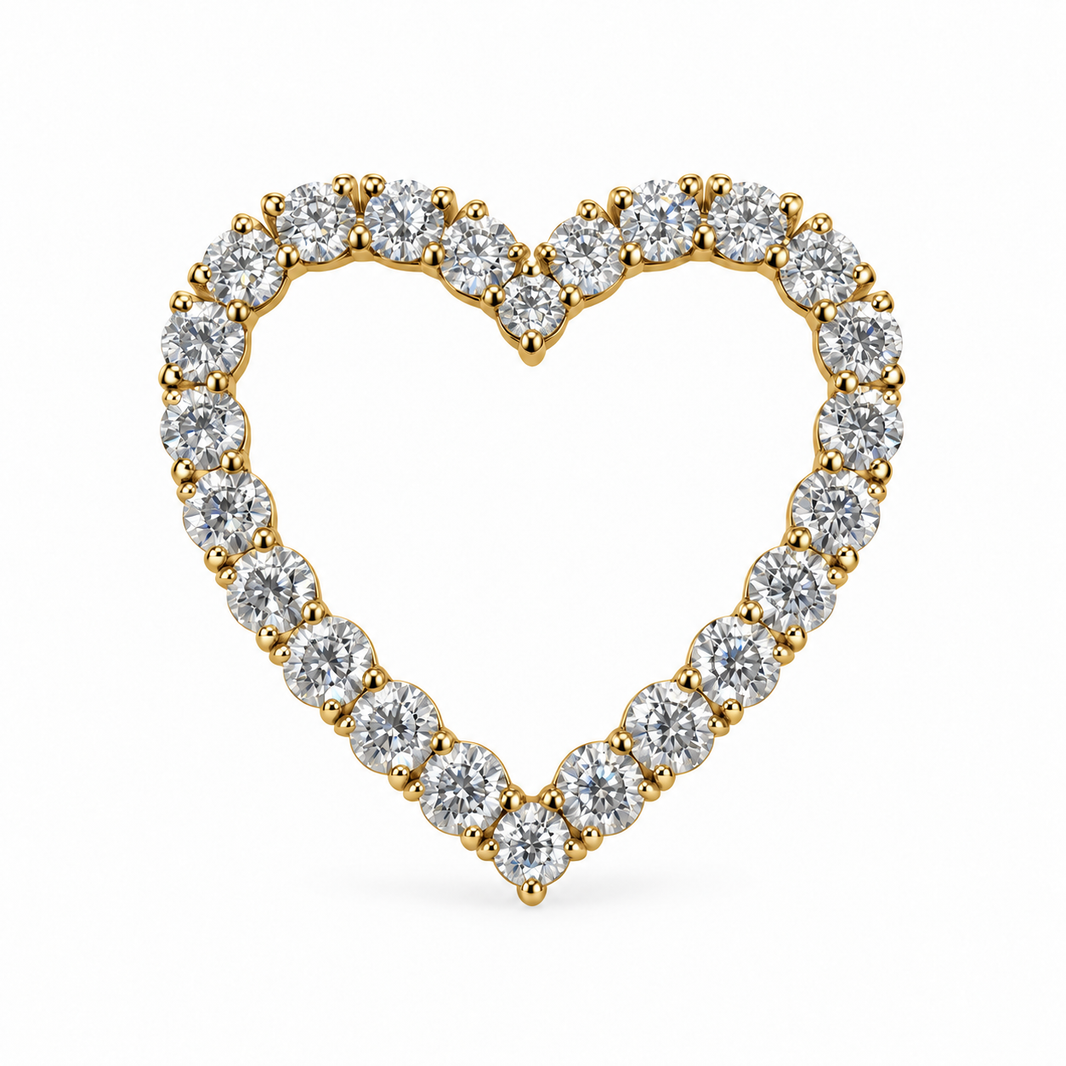 14K Yellow Gold Heart Charm 1.00 ct Lab Grown Diamond