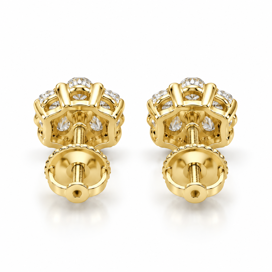 10K Yellow Gold Round Earrings 0.25 ct Lab Grown Diamond
