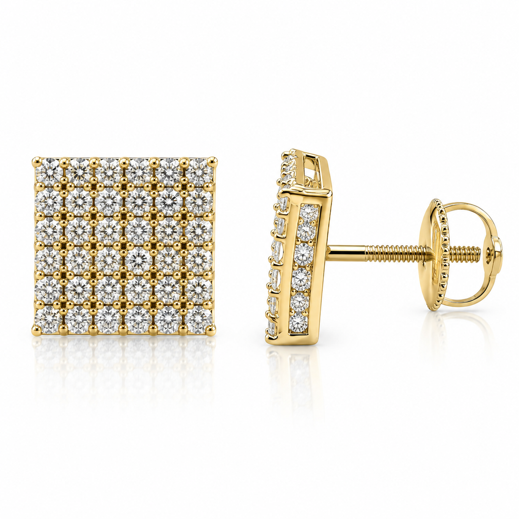 10K Yellow Gold Square Earrings 0.40 ct Lab Grown Diamond