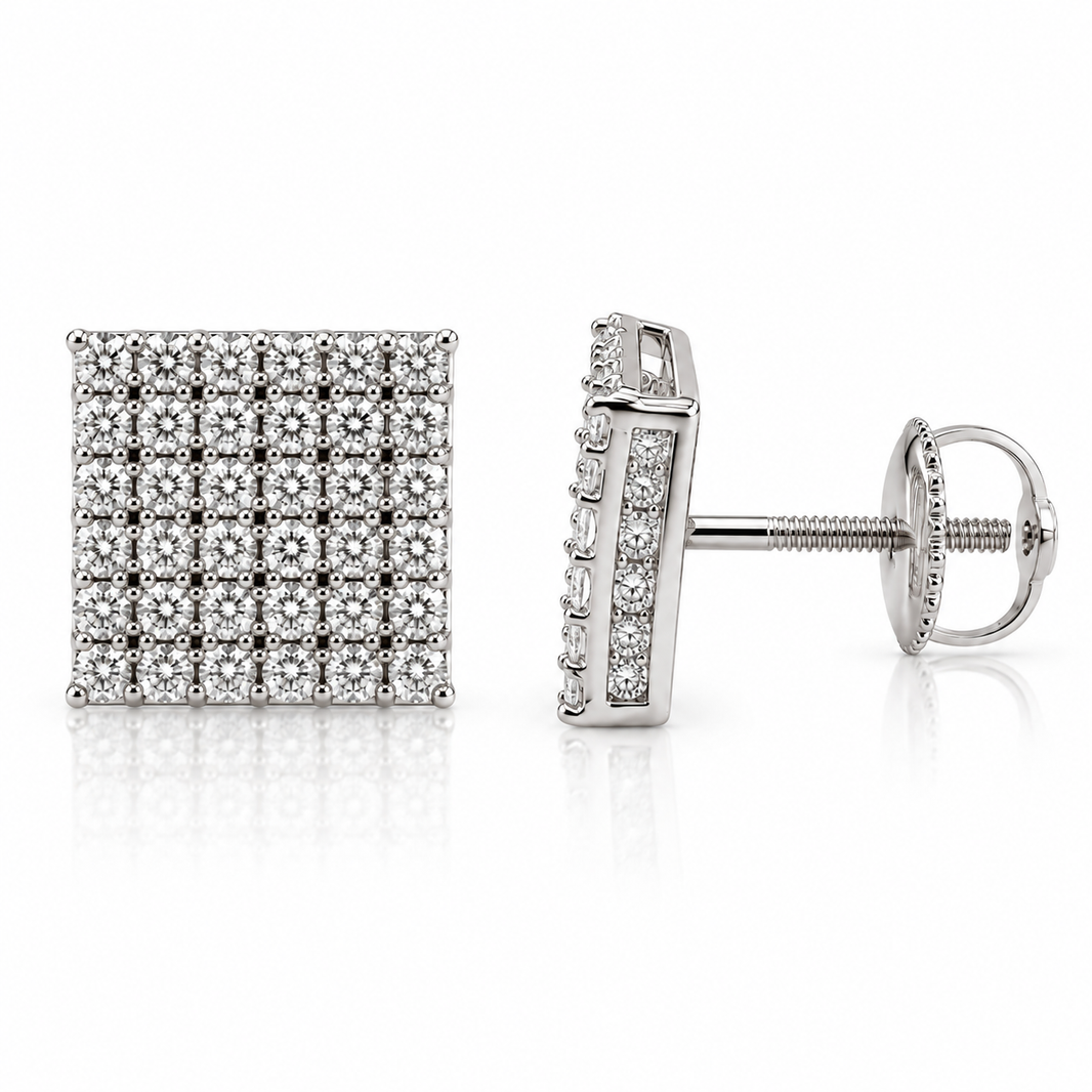 10K White Gold Square Earrings 0.42 ct Lab Grown Diamond