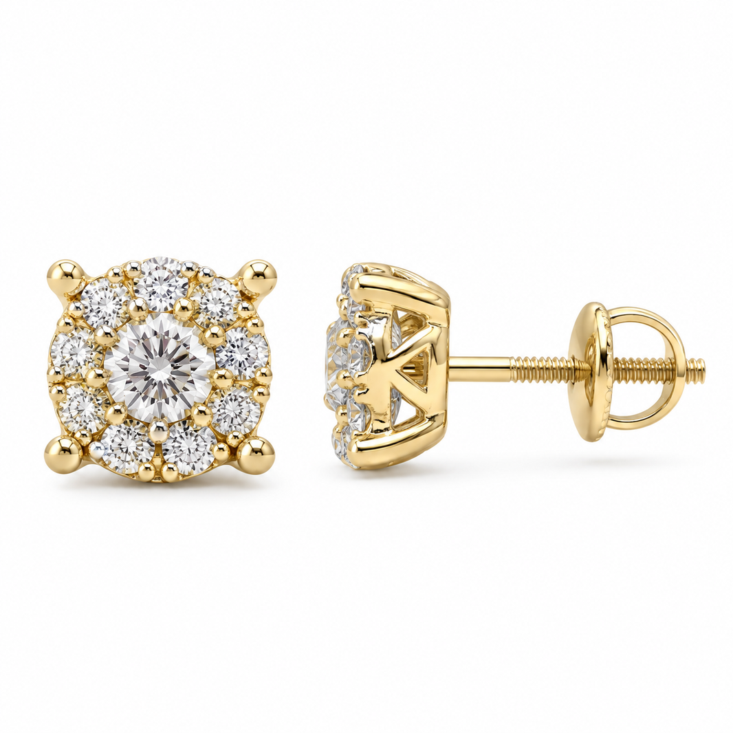 10K Yellow Gold Round Earrings 0.25 ct Lab Grown Diamond