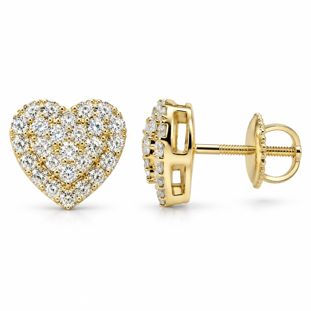 10K Yellow Gold Heart Earrings 0.35 ct Lab Grown Diamond