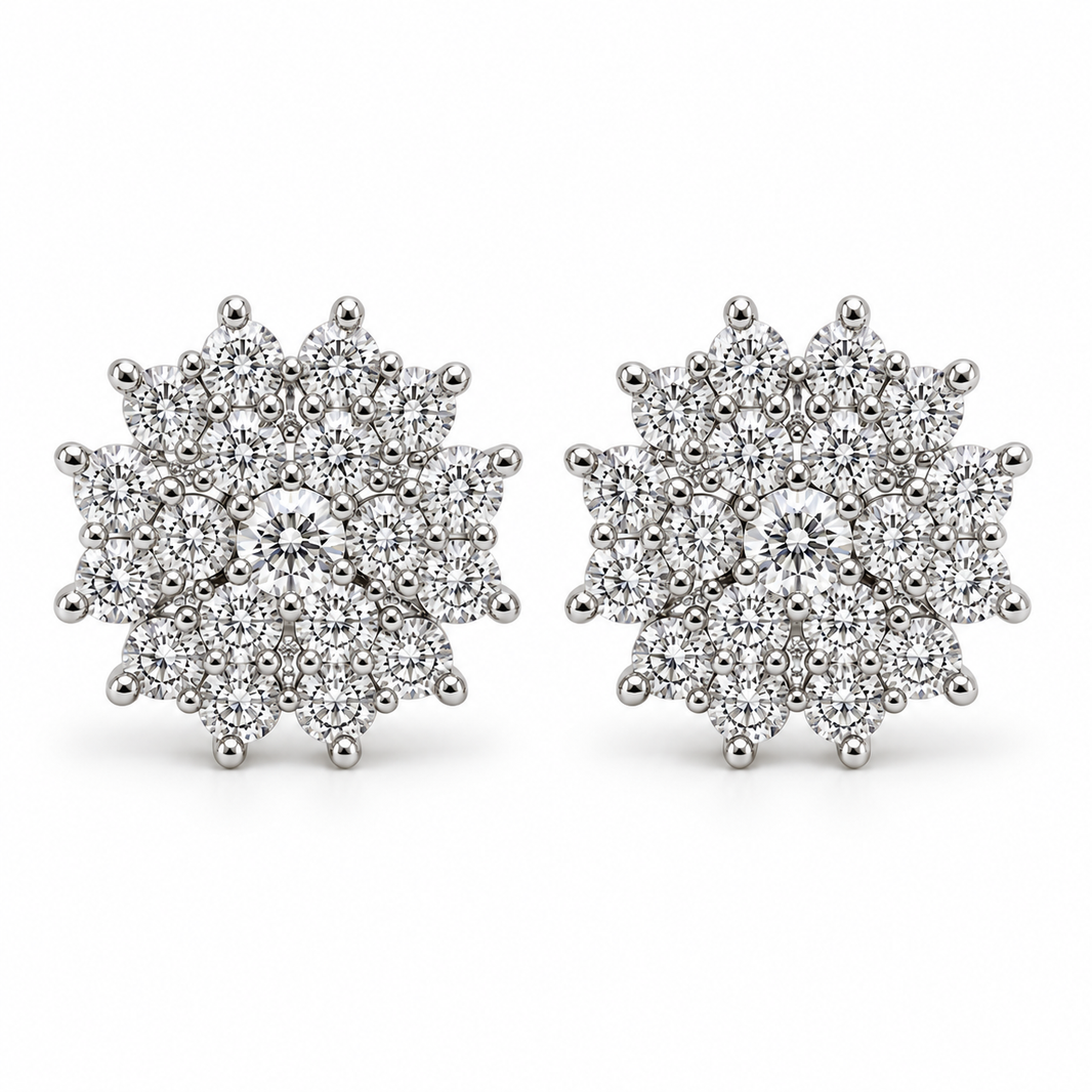 10K White Gold Round Cluster Earrings 0.33 ct Lab Grown Diamond