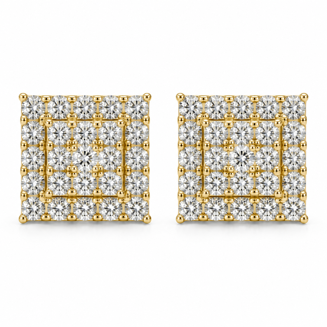 10K Yellow Gold Square Earrings 0.33 ct Lab Grown Diamond