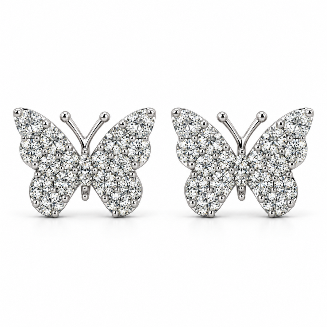 10K White Gold Butterfly Earrings 0.25 ct Lab Grown Diamond
