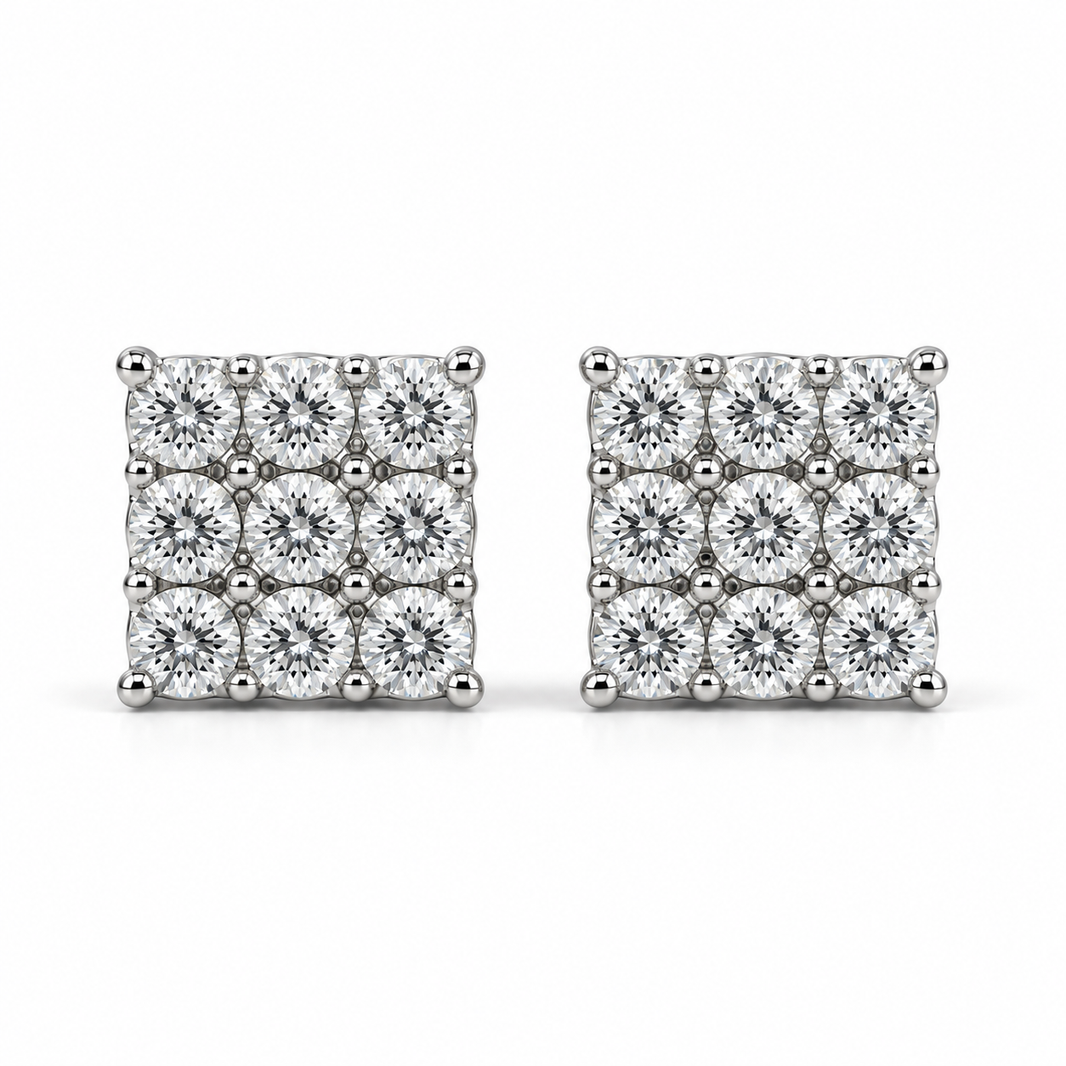 10K White Gold Square Earrings 0.20 ct Lab Grown Diamond