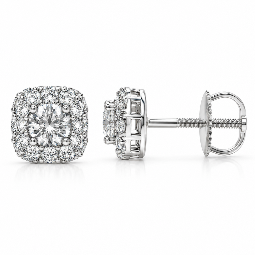 10K White Gold Cushion Earrings 0.40 ct Lab Grown Diamond