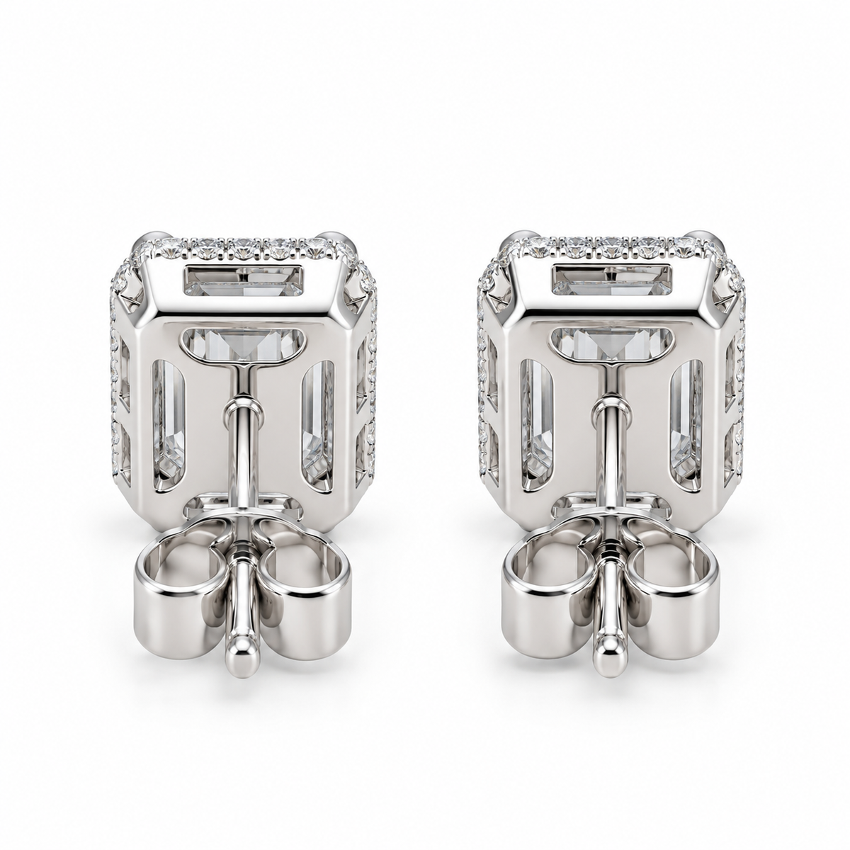 14K White Gold Earrings Emerald Cut 1.50 ct Lab Grown Diamond