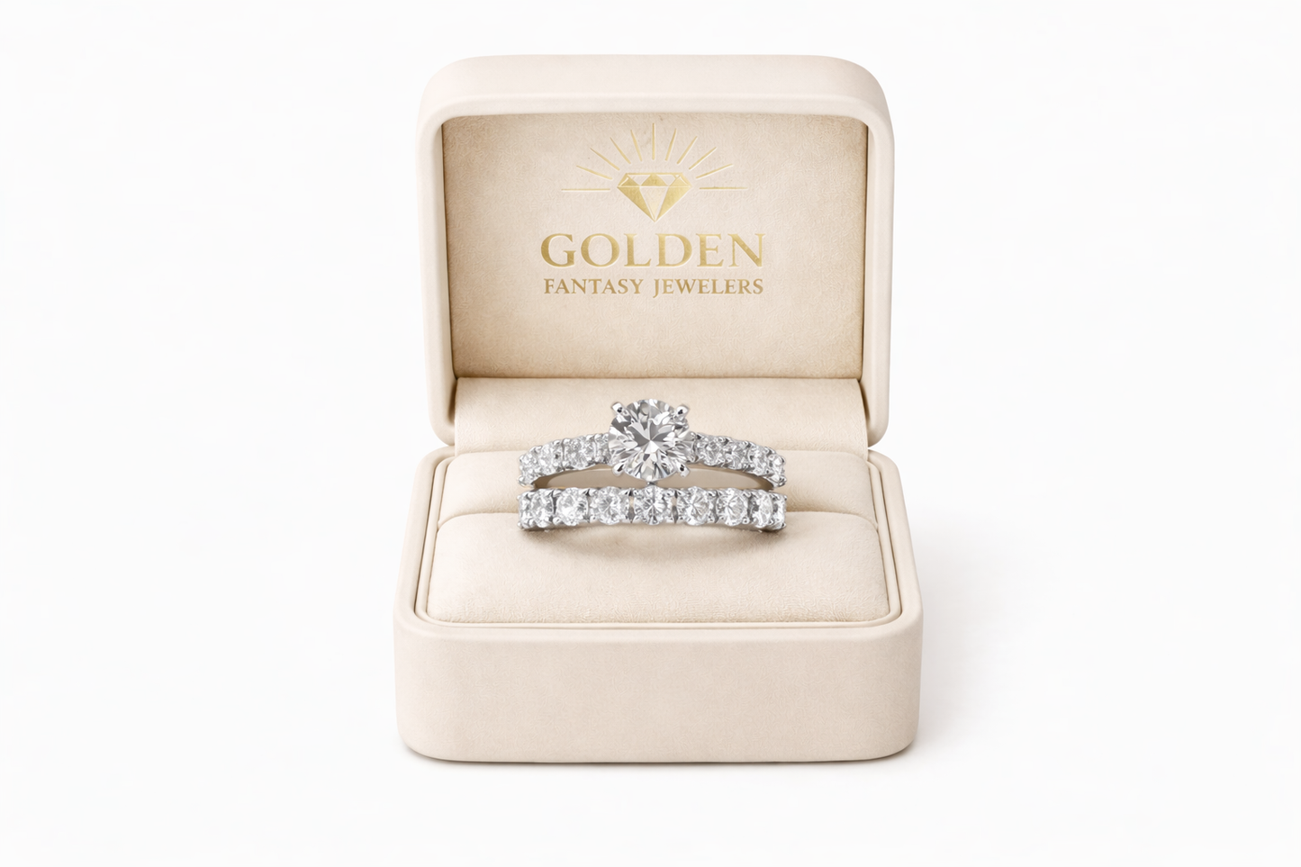 14K White Gold Women's Wedding Set 2.61 ct Round Natural Diamond