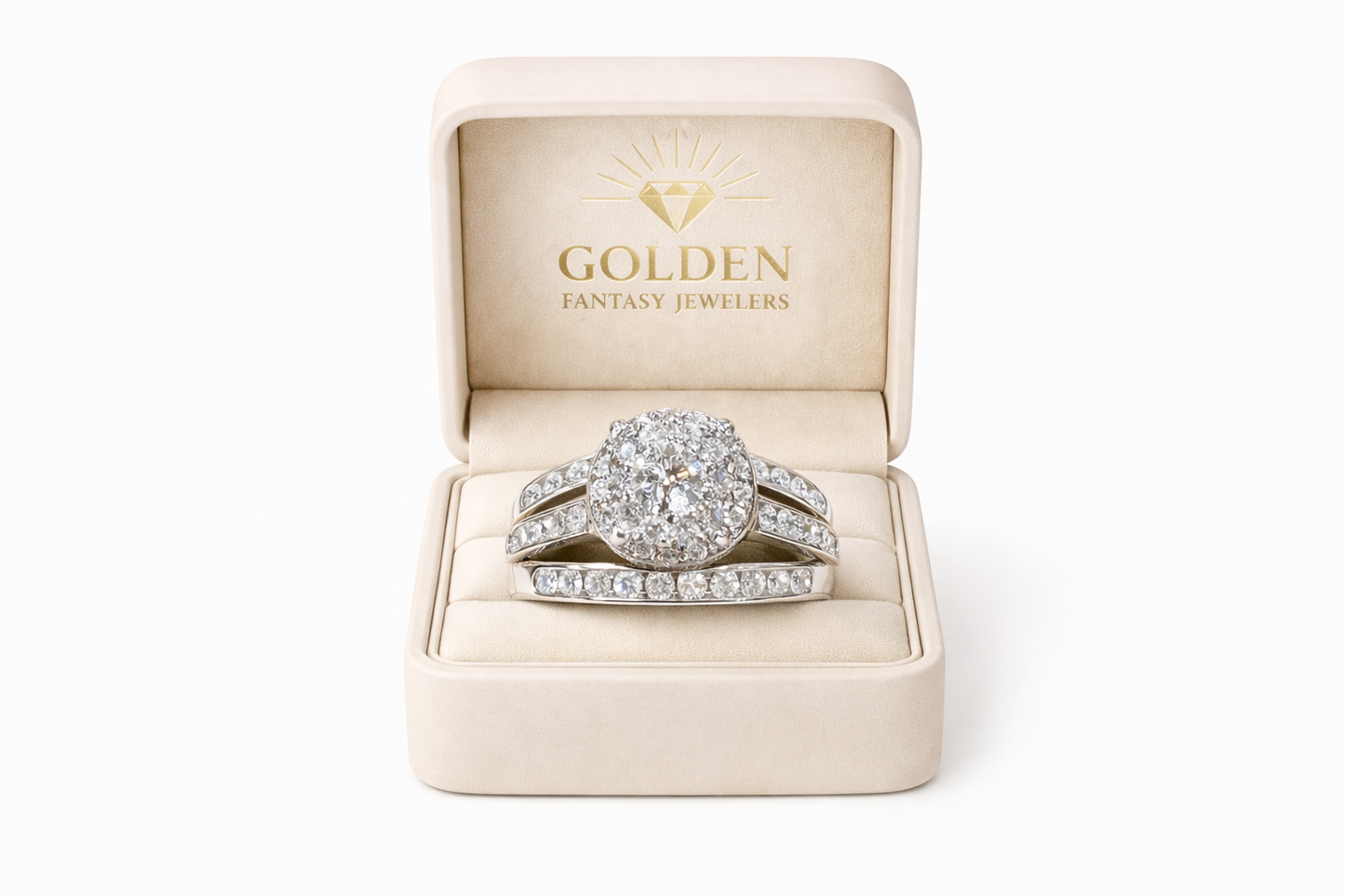 14K White Gold Women's Wedding Trio Set 1.25 ct Natural Diamonds