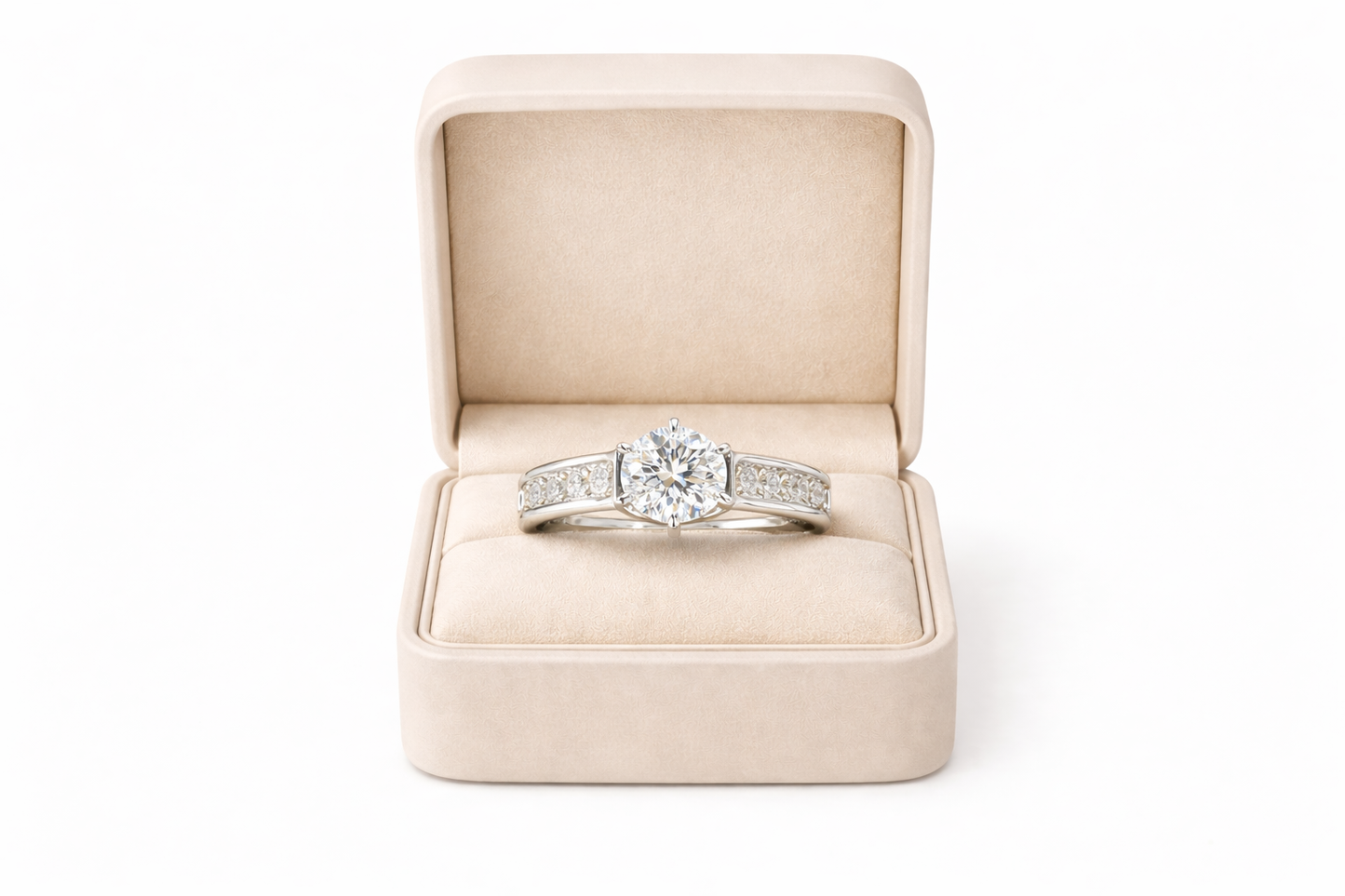 14K White Gold Women's Ring 1.29 ct Round Natural Diamond