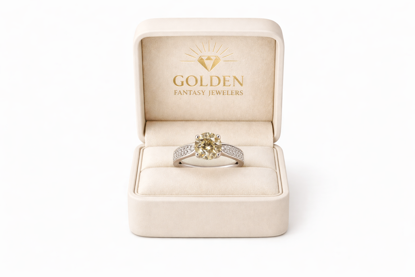 14K White Gold Women's Ring 2.35 ct Natural Diamond Yellow Grade