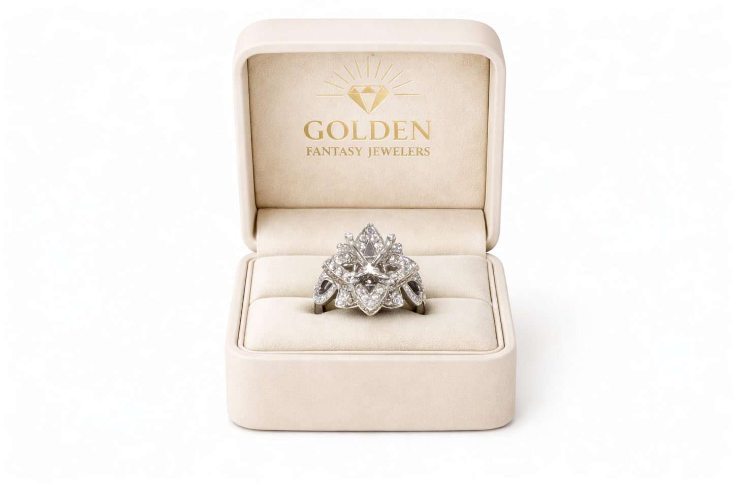 14K White Gold "Flower" Ring 1.00 CT Natural Diamond