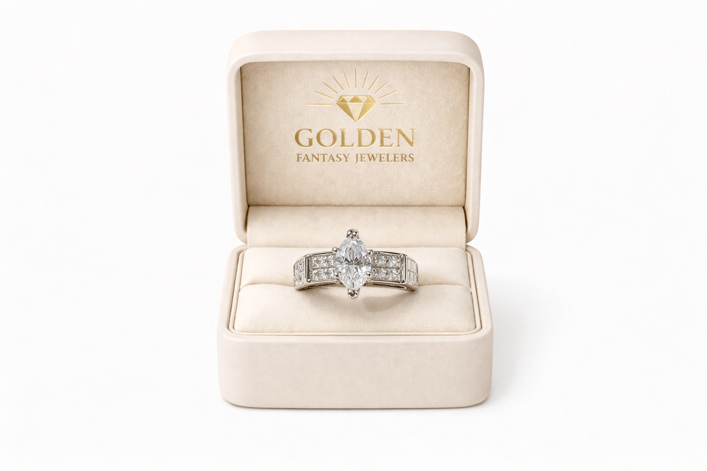 14K White Gold Women's Ring 1.65 ct Marquise, Princess Natural Diamond